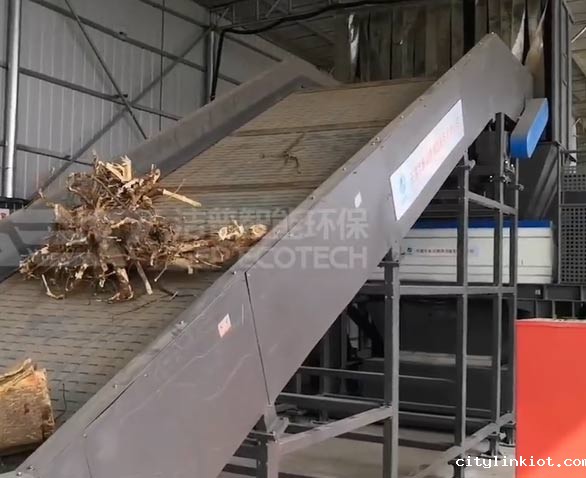 园林绿化垃圾破碎处理生产线项目现场视频